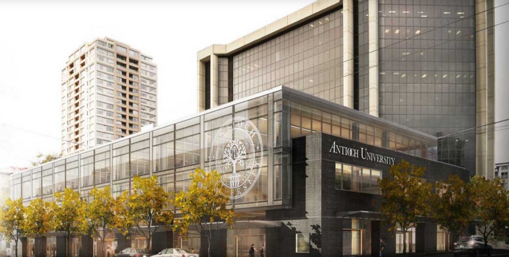 Photo from the street of the exterior of Antioch University's Seattle campus.
